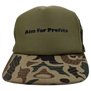 Vintage Aim For Profits Mesh Camo Hat‎ Cap Trucker Adjustable *READ